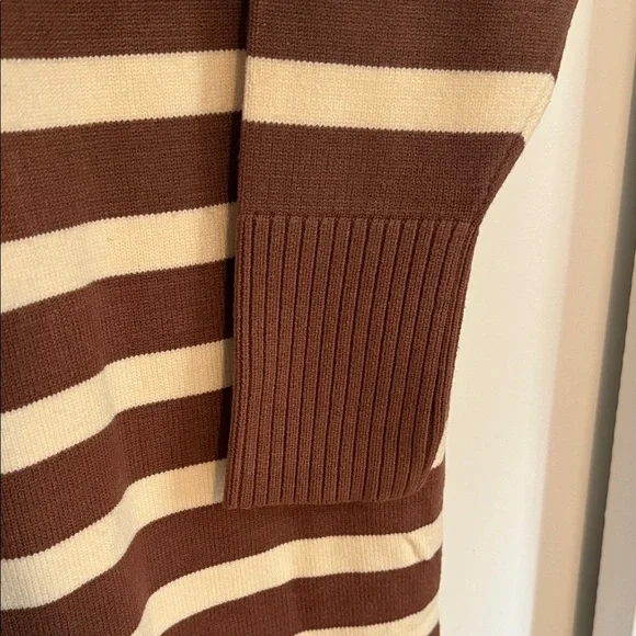 Striped Brown and Cream Turtleneck Dress - Picture 5 of 7